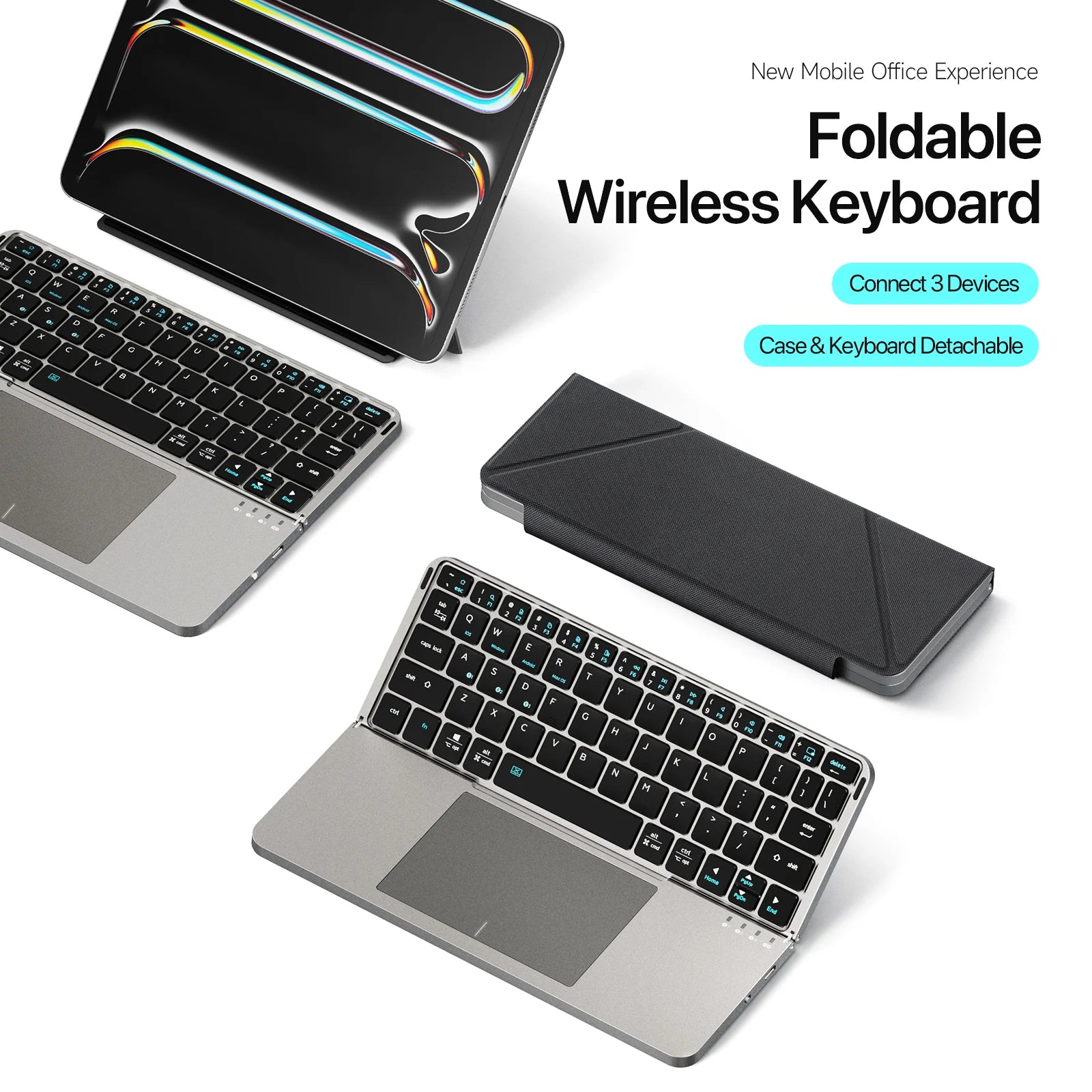 Compact Foldable Bluetooth Touchpad Keyboard