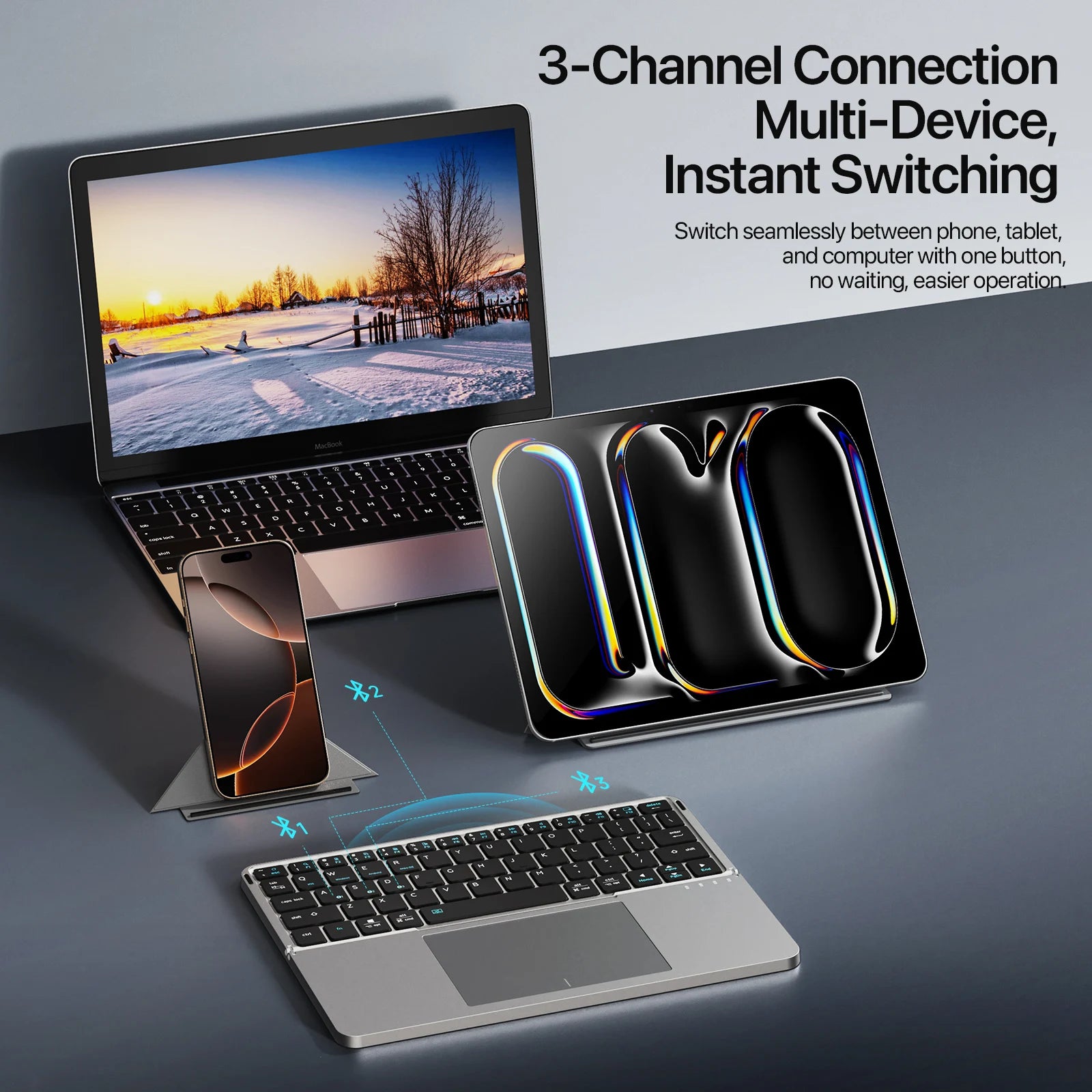 Compact Foldable Bluetooth Touchpad Keyboard